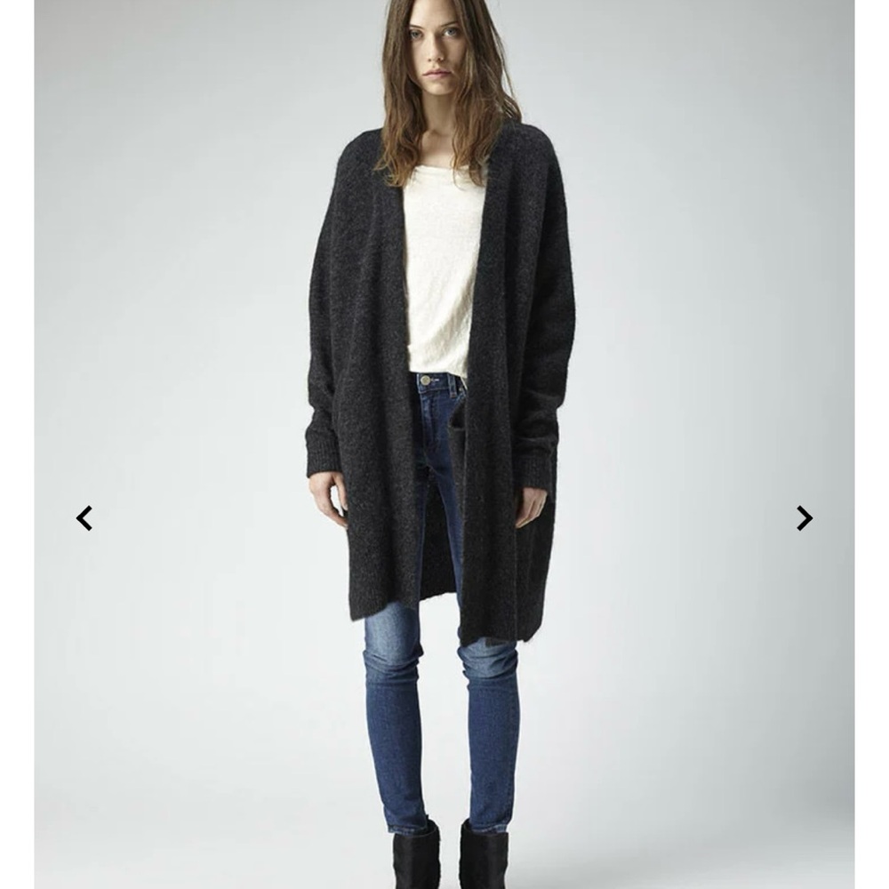 Acne Studios XS Charcoal Gray Raya Long Mohair Cardigan Sweater jacket